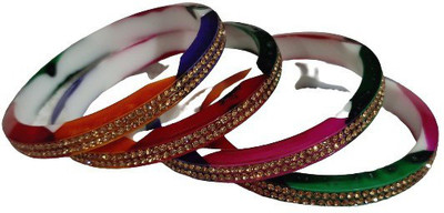 KAMAAKSHI FASHION COLLECTIONS Plastic Cubic Zirconia Bangle Set(Pack of 4)