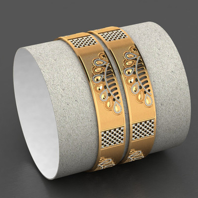 CYGNI Brass Gold-plated Bangle Set(Pack of 2)