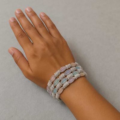 shinesecret Alloy Beads Silver Bracelet Set(Pack of 4)