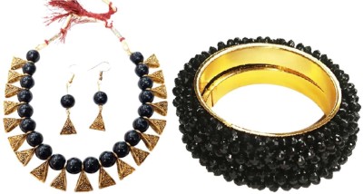 Mad Club Alloy Gold-plated Black Jewellery Set(Pack of 1)