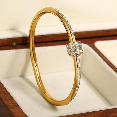BnBJwells Stainless Steel Zircon Gold-plated Bracelet