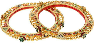 Pakheecreation Metal Gold-plated Bangle Set(Pack of 4)