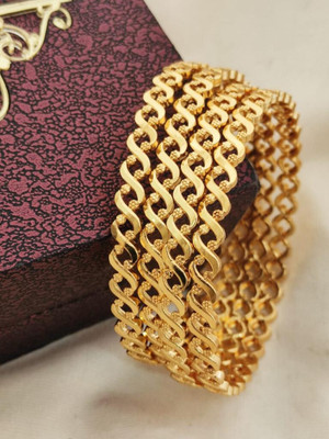 Vriti Imitation Alloy Gold-plated Ring Bangle(Pack of 4)