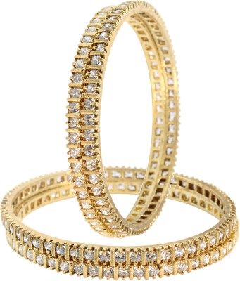 Shiv_Jewels Alloy Cubic Zirconia Gold-plated Bangle Set(Pack of 4)