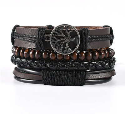 PIXFLIK Leather Bracelet(Pack of 4)