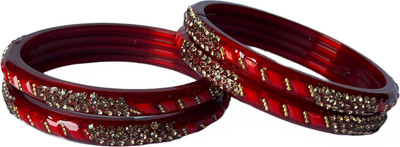 Karaavi Glass Crystal Bangle Set(Pack of 4)
