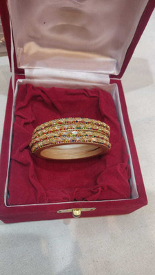 VKNSOAPS Brass Crystal Bangle Set(Pack of 4)