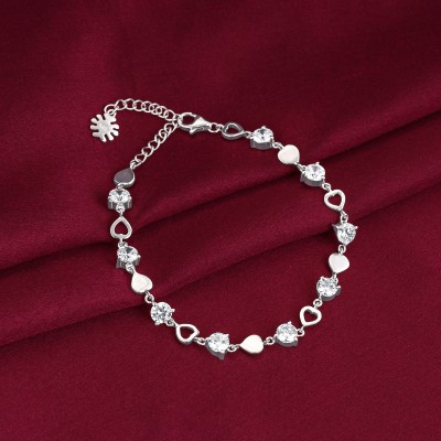 GIVA Sterling Silver Zircon Rhodium Bracelet