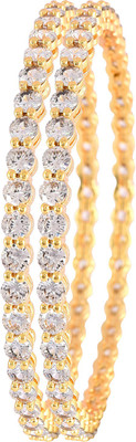 Ratnavali Jewels Brass Cubic Zirconia Gold-plated Bangle Set(Pack of 2)