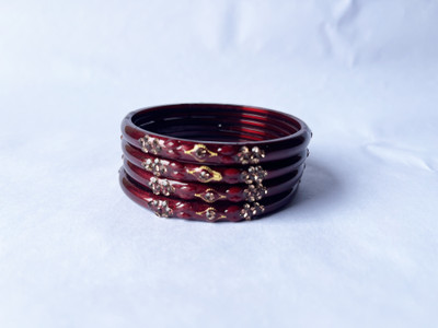 Karaavi Glass Crystal Enamel Bangle Set(Pack of 4)