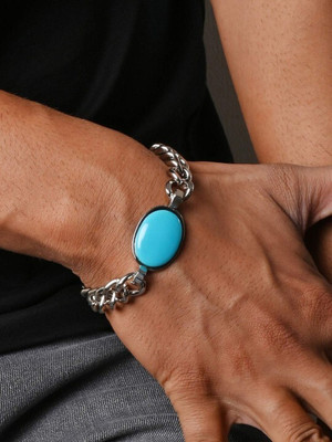 Rajwanti Collection Stainless Steel Cubic Zirconia Silver Charm Bracelet