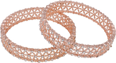 Mode Mania Brass Cubic Zirconia Gold-plated Bangle Set(Pack of 2)