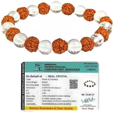 VIBESLE Crystal, Rudraksha, Clear Quartz Beads Charm Bracelet