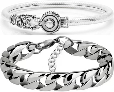 IKONKARR Silver, Sterling Silver, Stainless Steel Bracelet(Pack of 2)