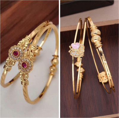 ANOUK Brass Diamond Gold-plated Bangle Set(Pack of 3)