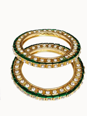 DENICRAAS Alloy Diamond Gold-plated Bangle Set(Pack of 2)