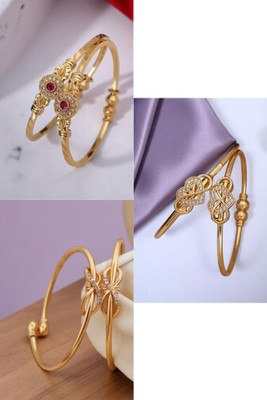 Hetshree Brass Diamond Gold-plated Bangle(Pack of 6)