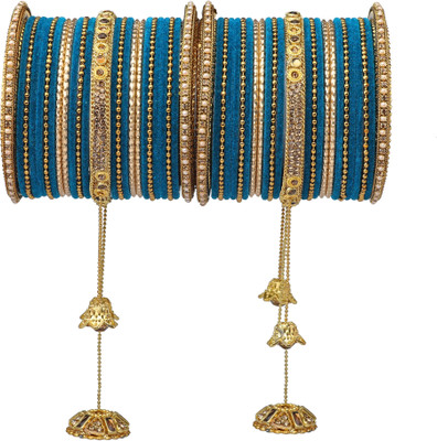 GLIKA Metal Beads, Pearl, Zircon Gold-plated Bangle Set(Pack of 50)