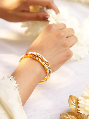 RUBANS Brass Gold-plated Bangle Set