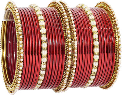 ZULKA Metal Crystal Bangle Set(Pack of 30)