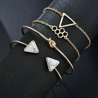 Shining Diva Alloy Crystal Gold-plated Bracelet Set(Pack of 4)