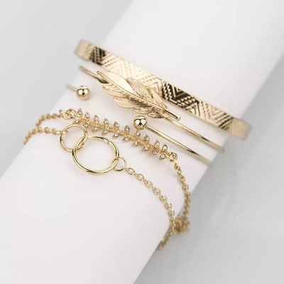 Nehdal Alloy Cubic Zirconia Gold-plated Bracelet(Pack of 5)