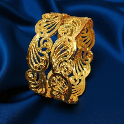 Dressberry Brass Diamond Gold-plated Bangle Set(Pack of 2)