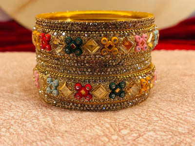 Crazy art gallery Resin Zircon Gold-plated Bangle Set(Pack of 6)