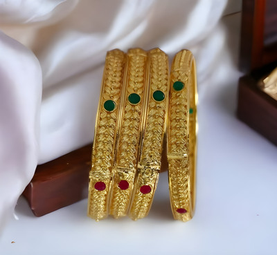 StepCraft Brass Bangle Set(Pack of 4)