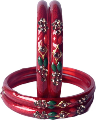 Karaavi Glass Crystal Enamel Bangle Set(Pack of 4)