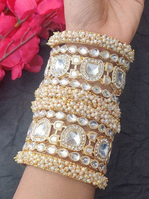 Rajwadi Alloy Crystal Gold-plated Bangle Set(Pack of 10)