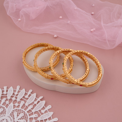 GC PREMIUM JEWELLERY Brass Gold-plated Bangle Set(Pack of 4)