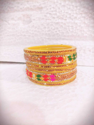 Beauty quility kangan set Plastic Zircon Gold-plated Kada(Pack of 6)