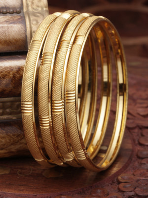 ZENEME Brass Gold-plated Bangle Set(Pack of 4)