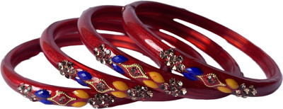 Bhooprama Glass Crystal Enamel Bangle Set(Pack of 4)