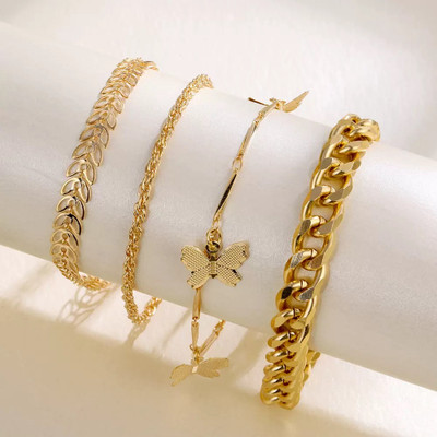 JDENTERPRISES Alloy Gold-plated Bracelet Set(Pack of 4)