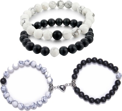 Thrillz Stainless Steel Beads Silver Bracelet(Pack of 4)