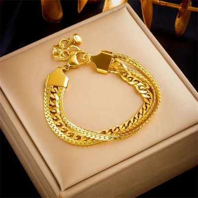 MEENAZ Metal, Alloy, Stainless Steel Gold-plated Charm Bracelet