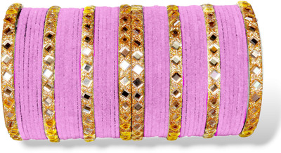 Atrika Glass, Alloy Zircon Gold-plated Bangle Set(Pack of 10)
