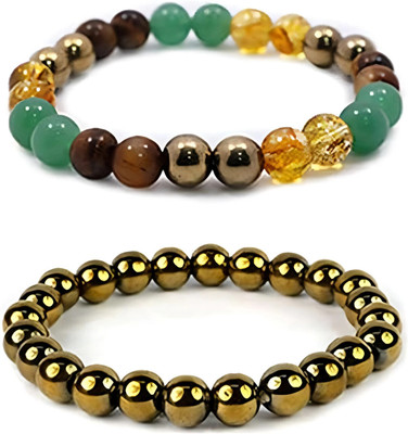 HouseOfCommon Pyrite, Crystal Beads, Crystal Bracelet(Pack of 2)