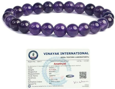 GemVastu Amethyst, Crystal Beads Charm Bracelet
