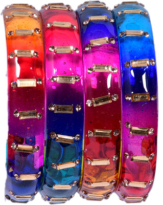 sanvi Glass Cubic Zirconia Kada(Pack of 4)