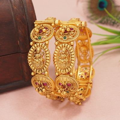 OrnaDzn Zevellery Brass Gold-plated Bangle(Pack of 2)