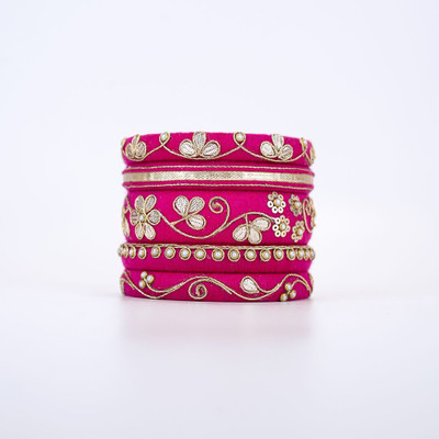 MAHADEV Plastic Pearl Silver Coated Bangle Set(Pack of 4)