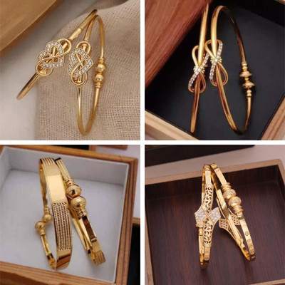 ANOUK Brass Diamond Gold-plated Bangle Set(Pack of 4)
