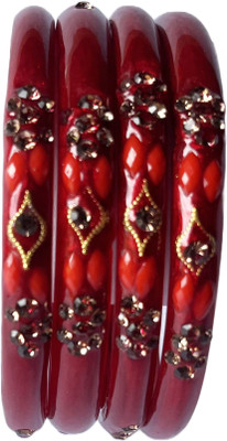 Karaavi Glass Crystal Enamel Bangle Set(Pack of 4)