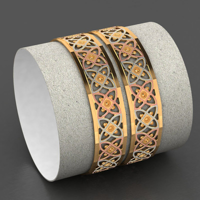 CYGNI Brass Gold-plated Bangle Set(Pack of 2)