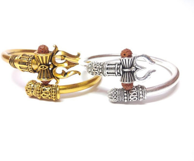 Asstrotalk Brass Silver, Gold-plated Kada(Pack of 2)