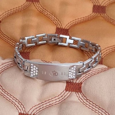 M Men Style Metal, Stainless Steel Rhodium Bracelet