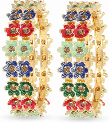 ZULKA Metal Zircon Bangle Set(Pack of 4)